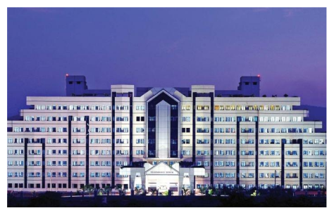 Straight on view of Technology Tower building.